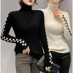 Schwarze Langärmelige Rollkragen Langarm-Unterhemden aus Polyester für Damen Größe XL für den für den Herbst 
