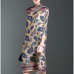 Khakifarbene Oversize Midi Rollkragen Plisseekleider aus Kunstfaser für Damen Größe 3 XL für den für den Herbst 