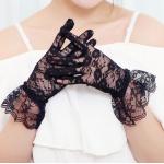 Schwarze Brauthandschuhe & Spitzenhandschuhe aus Spitze für Damen Einheitsgröße 