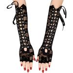 Schwarze Elegante Fingerlose Handschuhe & Halbfinger-Handschuhe aus Spitze für Damen Einheitsgröße 