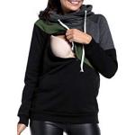 Dunkelgrüne Casual Langärmelige Damensweatshirts aus Baumwolle mit Kapuze Größe M für den für den Herbst 