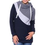 Marineblaue Casual Langärmelige Damensweatshirts aus Baumwolle mit Kapuze Größe M für den für den Herbst 