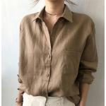 Braune Unifarbene Oversize Langärmelige T-Shirts maschinenwaschbar für Damen Größe XXL 