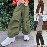 Braune Hip Hop Freizeithosen mit Reißverschluss aus Polyester für Damen Größe L Große Größen für den für den Sommer 
