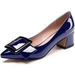 Marineblaue Lack-Optik Spitze High Heels & Stiletto-Pumps mit Schnalle in Normalweite aus Lackleder für Damen Größe 41 