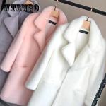 Rosa Oversize Maxi Langmäntel aus Pelz Handwäsche für Damen Größe 3 XL für den für den Winter 