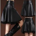 Schwarze Sexy Kunstlederröcke mit Reißverschluss aus Leder Handwäsche für Damen Größe 4 XL Große Größen für den für den Herbst 