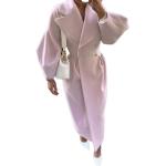 Pinke Casual Maxi Trenchcoats lang mit Knopf aus Polyester für Damen Größe XXL für den für den Winter 