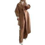 Kamelbraune Casual Maxi Trenchcoats lang mit Knopf aus Polyester für Damen Größe XXL für den für den Winter 