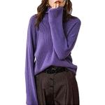 Lila Rundhals-Ausschnitt Kaschmir-Pullover aus Wolle für Damen Größe L für den für den Winter 