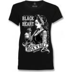 Schwarze Pin Up T-Shirts aus Baumwolle für Damen Größe S 