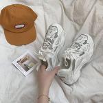 Weiße Chunky Sneaker & Ugly Sneaker aus Mesh für Damen Größe 38 für den für den Herbst 