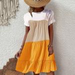 Gelbe Casual Kurzärmelige Sommerkleider für Damen Übergrößen Große Größen für den für den Sommer 