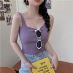 Violette Unifarbene Stricktops Handwäsche für Damen Einheitsgröße für den für den Sommer 