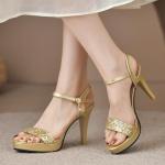 Graue Elegante Pfennigabsatz High Heels & Stiletto-Pumps mit Riemchen für Damen für den für den Sommer 