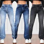 Schwarze Casual Stretch-Jeans mit Reißverschluss aus Denim maschinenwaschbar für Damen Größe XXL 