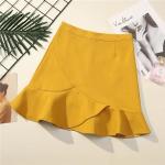 Aprikose Unifarbene Mini Festliche Röcke mit Rüschen aus Chiffon für Damen 