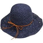 Reduzierte Marineblaue Elegante Strohhüte aus Stroh für Damen Einheitsgröße für den für den Sommer 