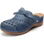 Blaue Outdoor-Sandalen ohne Verschluss aus Veloursleder orthopädisch für Damen Größe 41 für den für den Sommer 