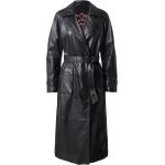 Schwarze Trenchcoats mit Gürtel aus Leder für Damen Größe M für den für den Winter 