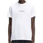 Weiße Bestickte Fred Perry T-Shirts für Herren Größe XL 