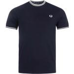 Marineblaue Fred Perry T-Shirts aus Baumwolle für Damen Größe XL 