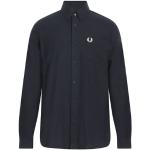 Mitternachtsblaue Unifarbene Langärmelige Fred Perry Button Down Kragen Herrenlangarmhemden mit Knopf aus Baumwolle Größe S 
