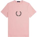 Reduzierte Pinke Fred Perry Laurel T-Shirts aus Baumwolle für Herren Größe M 