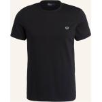 Schwarze Fred Perry T-Shirts aus Baumwolle für Herren Übergrößen 