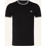 Schwarze Kurzärmelige Fred Perry T-Shirts aus Baumwolle für Herren Größe XL 