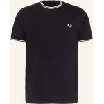 Schwarze Kurzärmelige Fred Perry T-Shirts aus Baumwolle für Herren Größe XL 