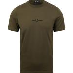 Dunkelgrüne Unifarbene Kurzärmelige Fred Perry T-Shirts für Herren Größe L 