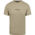 Khakifarbene Unifarbene Kurzärmelige Fred Perry T-Shirts für Herren Größe XXL 