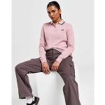 Pinke Bestickte Elegante Langärmelige Fred Perry Langarm-Poloshirts aus Baumwolle für Damen Größe XS 