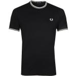 Schwarze Unifarbene Kurzärmelige Fred Perry T-Shirts für Herren Größe XL 