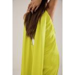 Gelbe Ärmellose Maxi Sommerkleider mit Reißverschluss aus Satin für Damen Größe XS für Partys für den für den Sommer 
