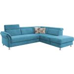 Hellblaue Moderne Sit & More L-förmige Ecksofas mit Schlaffunktion & Funktionsecken aus Stoff mit Bettkasten Breite 250-300cm, Höhe 50-100cm, Tiefe 200-250cm 