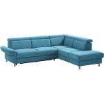 Hellblaue Moderne Sit & More L-förmige Ecksofas mit Schlaffunktion & Funktionsecken aus Stoff Breite 250-300cm, Höhe 50-100cm, Tiefe 200-250cm 