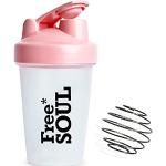 Free Soul Protein Shaker Flasche 400ml mit Mixball - Pink - BPA frei - Mini Wasserflasche für Proteinshakes - Klein & Griffig & Temperatursicher