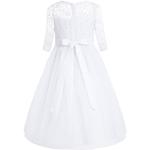 Weiße Elegante Halblangärmelige Kinderfestkleider mit Reißverschluss aus Mesh für Mädchen Größe 128 