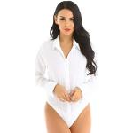 Weiße Business Kurzärmelige Hemdblusen aus Mesh maschinenwaschbar für Damen Größe M für Partys 