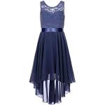 Marineblaue Elegante Ärmellose Maxi Kinderfestkleider mit Reißverschluss aus Chiffon für Mädchen Größe 110 