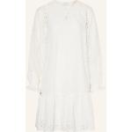 Reduzierte Weiße Langärmelige Freequent Stehkragen Spaghettiträger-Kleider mit Knopf aus Baumwolle für Damen Größe S 