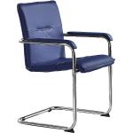 Blaue Freischwinger Stühle aus Kunstleder mit Armlehne Breite 450-500cm, Höhe 400-450cm, Tiefe 0-50cm 