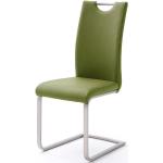 Olivgrüne Moderne Topdesign Freischwinger Stühle aus Leder gepolstert Breite 0-50cm, Höhe 100-150cm, Tiefe 50-100cm 4-teilig 