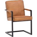 Braune Industrial Massivio Freischwinger Stühle aus Glattleder mit Armlehne Breite 50-100cm, Höhe 50-100cm, Tiefe 50-100cm 2-teilig 