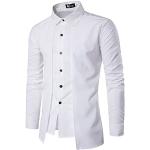 Weiße Unifarbene Oversize Langärmelige Stehkragen Herrenjeanshemden aus Softshell Übergrößen für Partys für den für den Herbst 