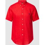 Rote Kurzärmelige Ralph Lauren Polo Ralph Lauren Herrenkurzarmhemden aus Leinen Größe XL 