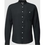 Schwarze Unifarbene Blend Stehkragen Stehkragenhemden aus Leinen für Herren Größe XL 