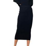 Schwarze Gepunktete Elegante Leinenröcke mit Knopf aus Wolle für Damen Größe M für Hochzeitsgäste für den für den Winter 